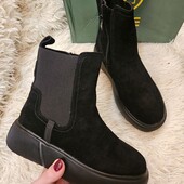 Хіт зими ,стильні зручні зимові черевики , челсі з натуральної замші утеплення хутром