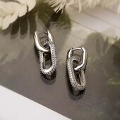 Блискучі жіночі геометричні сережки, подвійні сережки-кільця