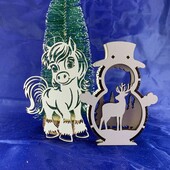 Набір дерев'яних іграшок(сніговик і коник)