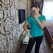 Стильна бірюзова блузочка на короткий рукав розмір M/L