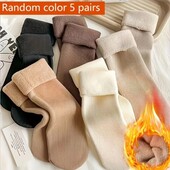 5 пар Тёплые носочки в рубчик на флисе 5 цветов