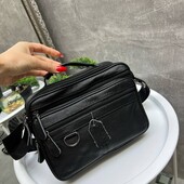 Чоловіча сумка поштальонка Натуральна шкіра чорна на плече