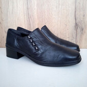 Німецькі натуральні шкіряні туфлі, класичні чорні демі лофери, весна осінь, р. 40