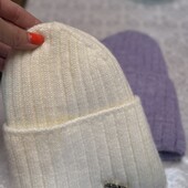 Зимова ангорова шапка колір сірень, та що ззаду