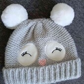 TU брендовая теплая вязаная шапочка с ушками на манюню до 2 х лет