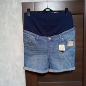 Розпродаж!!! Фирменные новые коттоновые джинсовые шорты-стрейч для будущих мамочек р.14