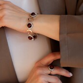 Стильний срібні браслет з бурштином