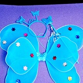 Набор карнавальный крылья бабочки двойные голубой