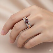 Стильна срібна каблучка з гранатом 19,5 розмір