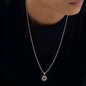 Ланцюжок і кулон, підвіска, сонце, зірка, вставка камінь, тигрове око, медсталь