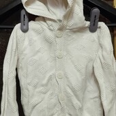 Біла в'язана кофта з капюшоном на дитину 12-18 міс