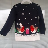 Красивий светрик з зимовою тематикою на 7-8 років