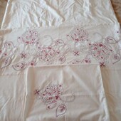 Большой красивый пододеяльник с вышивкой + наволочка.