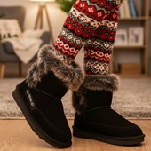 Дитячі чобітки.Натуральний замш ! Стильні зимові уггі з хутряною опушкою • Натуральний замш