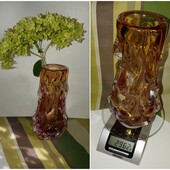 ваза Гутное стекло Чехословакия Bohemia высота 23,5 см