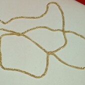 Красивая цепочка 50 см, плетение Сингапур. Позолота 585 пробы 18К.