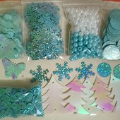 Сніжинки і намистини, паєтки 700шт
