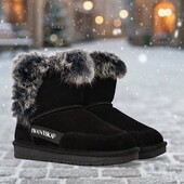 Розпродаж! Натуральний замш,дитячі ! Стильні зимові уггі з хутряною опушкою • Натуральний замш