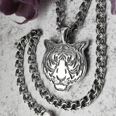Шикарний срібний кулон тигр