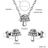 Набір, сет прикрас сережки, ланцюжок, підвіска, грибочки, гриби, гриб, медсталь