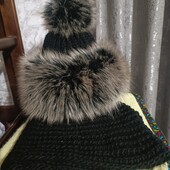 Зимовий комплект, шапка+шарф+подарунок.