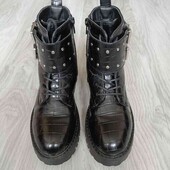 Reserved брендовые стильные ботиночки экокожа цвет черный размер евро 34