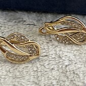 Не пропустите! Красивые серьги, позолота 18К,высота 2 см/1.3см