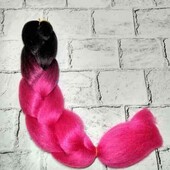 Канекалон Jumbo braid два кольори 60 см термостійкий чорно-рожевий.