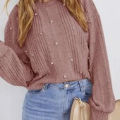 У новому стані.Вʼязаний светр з перлинами,розмір Л.