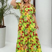 Сукня сарафан максі жіноча котонова в квітковий принт.