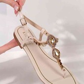 новинка жіночі босоніжки, в'єтнамки з камінцями, маломірять