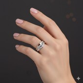 Двійна срібна каблучка 17,5 розмір