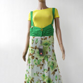 Яскрава молодіжна спідниця в зелених тонах з шлейками 42-48 розміри (36-42 євророзміри).