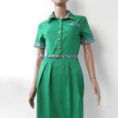 Вишукане зелене плаття з кольоровими вставками 42 розмір (36 євророзмір)