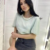 Стильные женские блузы с украшением( съемное), Цвет мята,