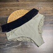 Арт.1319 жіночі трусики котонові з мереживом бразиліанки 2шт від c&a.