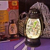 Музыкальный металлический новогодний снежный фонарь-светильник 26 см. Германия