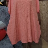 ❤️Брендовая натуральная персиковая с кружевом трикотажная туника новая❤️Турция.Пог.136-190см.