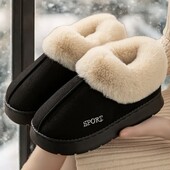 Стильні та теплі уггі чорного кольору 39р з м’яким бежевим хутром