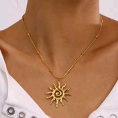 Ланцюжок і підвіска сонце, промінь, тренд, медзолото, кольє