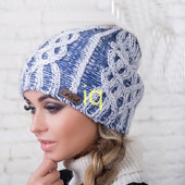 Теплые вязаные шапочки на флисе