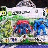 Ben ten Бен Тен 3 светящиеся фигурки 5 серии - Пушечное ядро +Энергия+Хамелеон