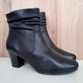 Натуральні шкіряні ботильйони, чорні черевики, демі напівчеревики, осінь весна, р. 38
