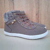 Утеплені кросівки, жіночі кеди, хайтопи сірі з білим, демі зима, р. 38-39