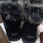 Натуральний замш! Стильні зимові уггі з опушкою кролика• Натуральний замш