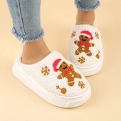 Новогодние Рождественские домашние комнатные тапочки на высокой подошве стелька 26,5