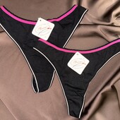 Жіночі високі труси-стрінги, чорні M-L