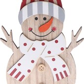 Новорічна дерев'яна статуетка " Сніговик"