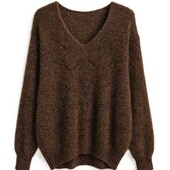 Шикарный мохеровый джемпер, свитер, пуловер, италия, р. оверсайз, 44-52, шоколад