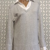 Классный свитер с имитацией рубашки р-р 48